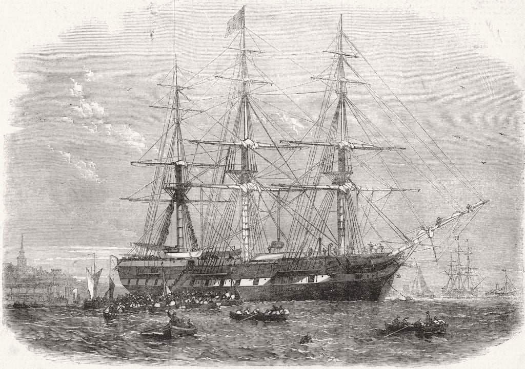 SOCIETY. The Gertrude Emigrant-ship 1862 old antique vintage print picture